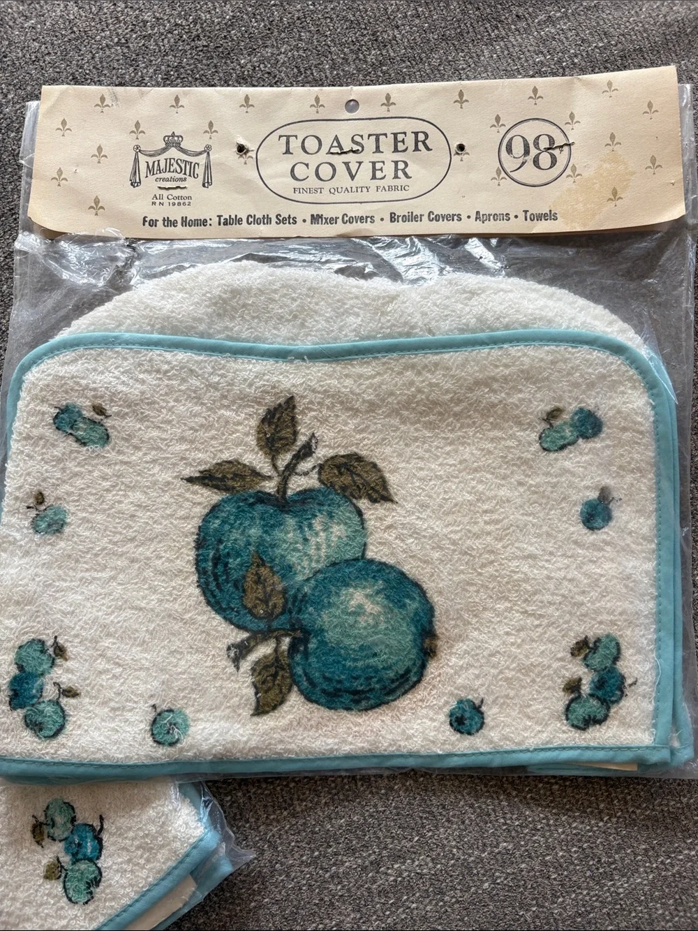 Majestic Creations Mid Century Vintage Terry Cloth Apple Mixer Toaster Covers